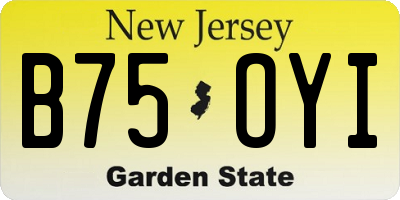 NJ license plate B75OYI