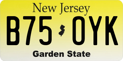 NJ license plate B75OYK