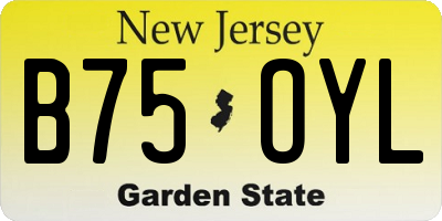 NJ license plate B75OYL