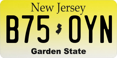 NJ license plate B75OYN
