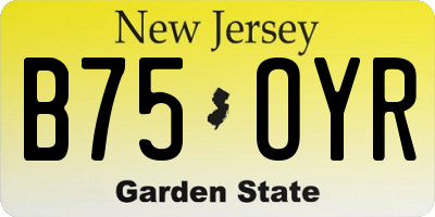 NJ license plate B75OYR