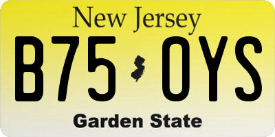 NJ license plate B75OYS