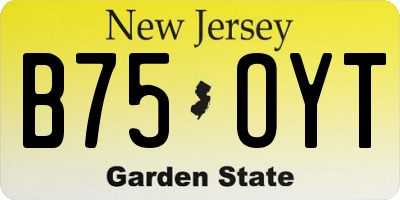 NJ license plate B75OYT