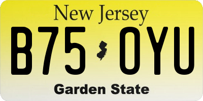NJ license plate B75OYU