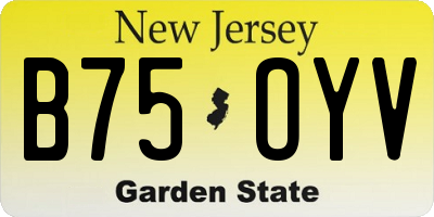 NJ license plate B75OYV