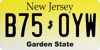 NJ license plate B75OYW