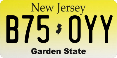 NJ license plate B75OYY