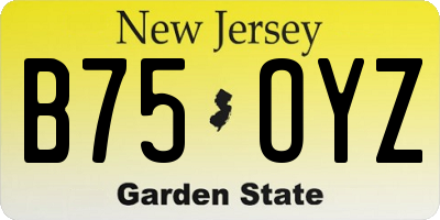 NJ license plate B75OYZ