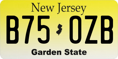 NJ license plate B75OZB