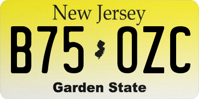 NJ license plate B75OZC