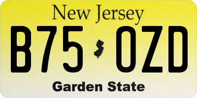 NJ license plate B75OZD