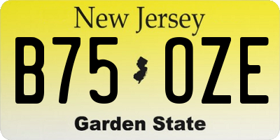 NJ license plate B75OZE