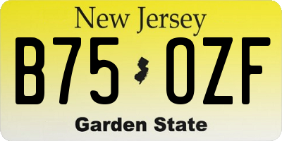 NJ license plate B75OZF