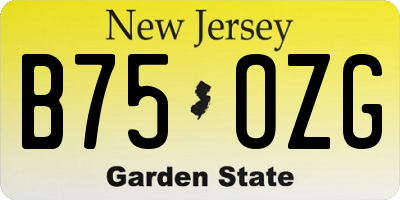 NJ license plate B75OZG