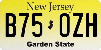 NJ license plate B75OZH