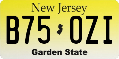 NJ license plate B75OZI