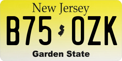 NJ license plate B75OZK