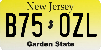 NJ license plate B75OZL
