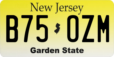 NJ license plate B75OZM