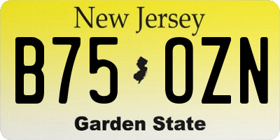 NJ license plate B75OZN