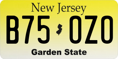 NJ license plate B75OZO