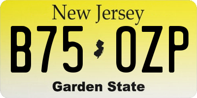 NJ license plate B75OZP