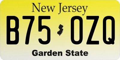 NJ license plate B75OZQ