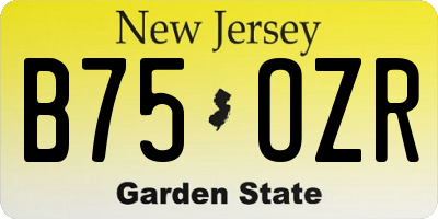 NJ license plate B75OZR
