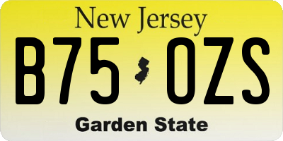 NJ license plate B75OZS