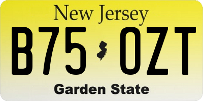 NJ license plate B75OZT