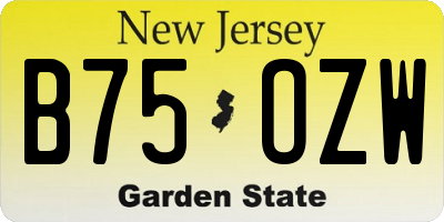 NJ license plate B75OZW