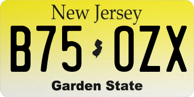 NJ license plate B75OZX