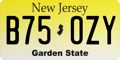 NJ license plate B75OZY