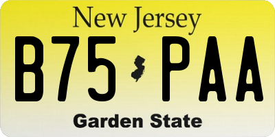 NJ license plate B75PAA