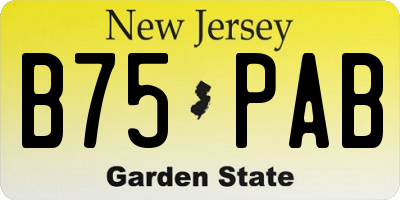 NJ license plate B75PAB