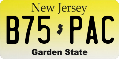 NJ license plate B75PAC