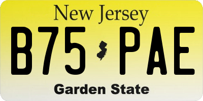 NJ license plate B75PAE