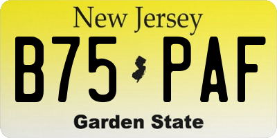 NJ license plate B75PAF