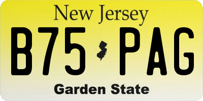 NJ license plate B75PAG