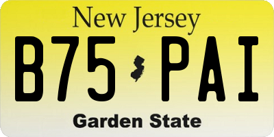 NJ license plate B75PAI