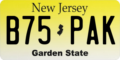 NJ license plate B75PAK
