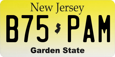 NJ license plate B75PAM