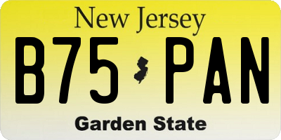 NJ license plate B75PAN