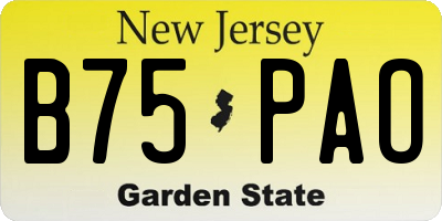 NJ license plate B75PAO