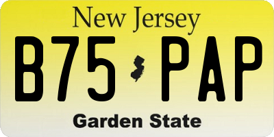 NJ license plate B75PAP