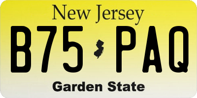 NJ license plate B75PAQ