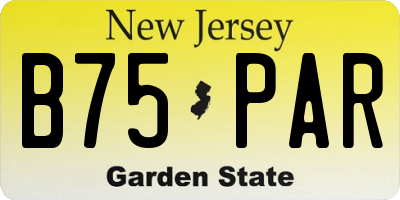NJ license plate B75PAR
