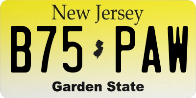 NJ license plate B75PAW