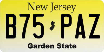 NJ license plate B75PAZ