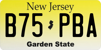 NJ license plate B75PBA
